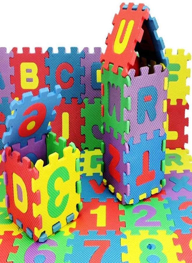 URM سجادة ألغاز صغيرة من الفوم للأطفال من يو آر إم، 36 قطعة، سجادة تعليمية متشابكة للأحرف والأرقام للأطفال - متعددة الألوان - Image 2